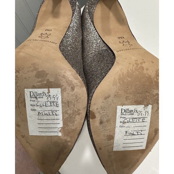 Antonio Melani Glitter Pump Heel Size 6 Multicolor Gold/Bronze Holiday NYE - Picture 6 of 7